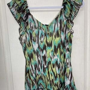 Stylish Multicolor Ruffle Sleeve Top